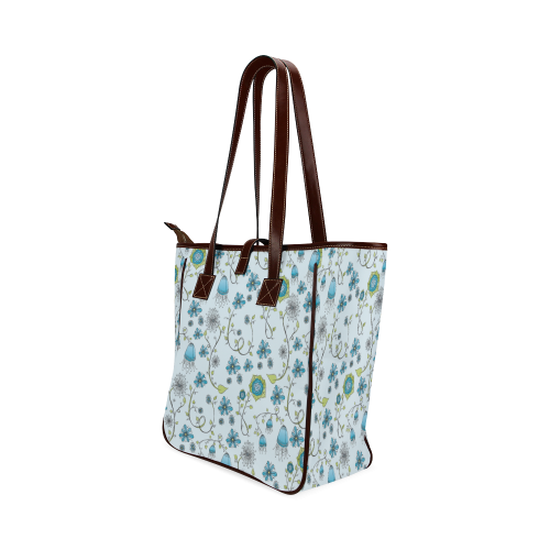 blue fantasy doodle flower pattern Classic Tote Bag (Model 1644)