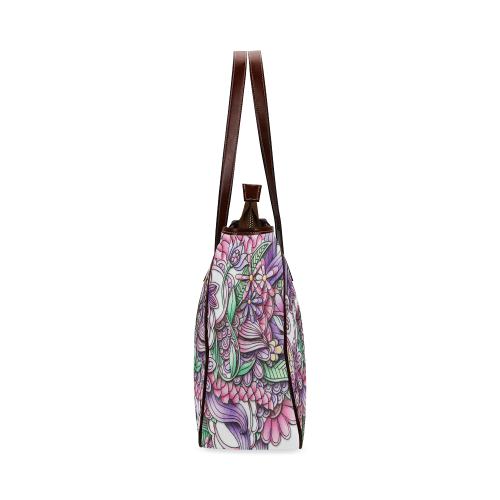 Pink Purple flower drawing Classic Tote Bag (Model 1644)