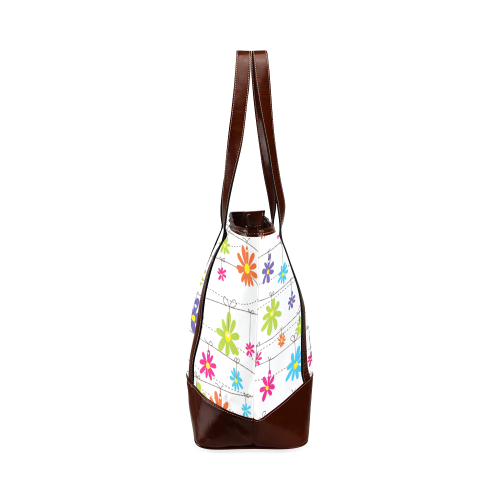 colorful flowers hanging on lines Tote Handbag (Model 1642)