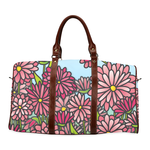 chrysantenum flower field pink floral Waterproof Travel Bag/Large (Model 1639)