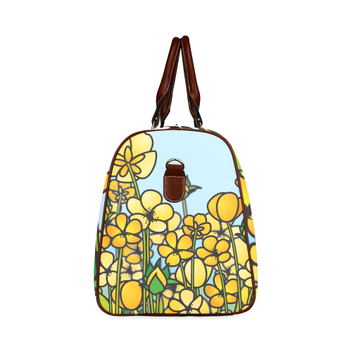 buttercup flower field yellow floral arrangement Waterproof Travel Bag/Large (Model 1639)