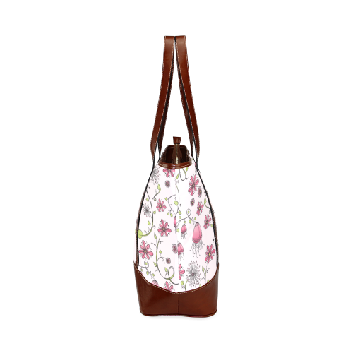 pink fantasy doodle flower pattern Tote Handbag (Model 1642)
