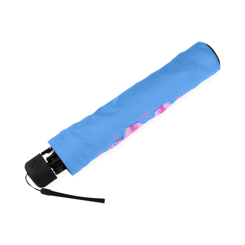 Pink Blue Ribbons, Flowers Valentangle Mandala Blue Foldable Umbrella (Model U01)