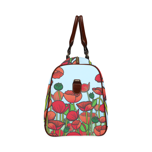 field of poppy flowers red floral Waterproof Travel Bag/Large (Model 1639)