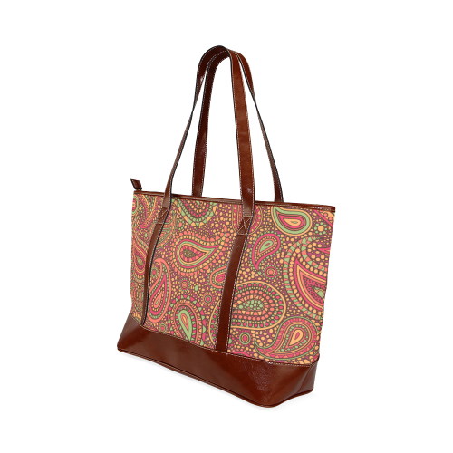 red paisley mosaic pattern Tote Handbag (Model 1642)