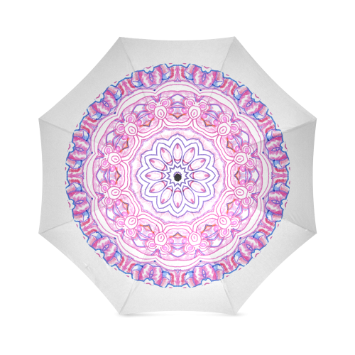 Pink Blue Ribbons, Flowers Valentangle Mandala Foldable Umbrella (Model U01)