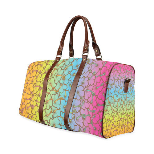 rainbow hibiscus flowers Waterproof Travel Bag/Large (Model 1639)
