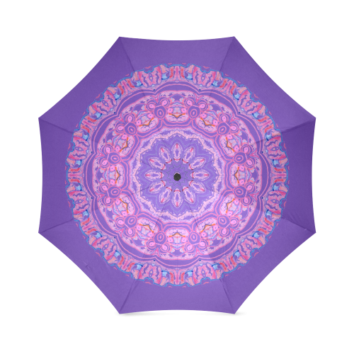 Pink Blue Ribbons, Flowers Valentangle Mandala Purple