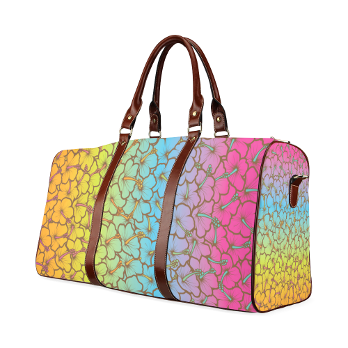 rainbow hibiscus flowers Waterproof Travel Bag/Large (Model 1639)