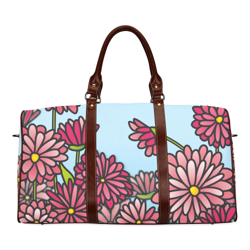 chrysantenum flower field pink floral Waterproof Travel Bag/Large (Model 1639)
