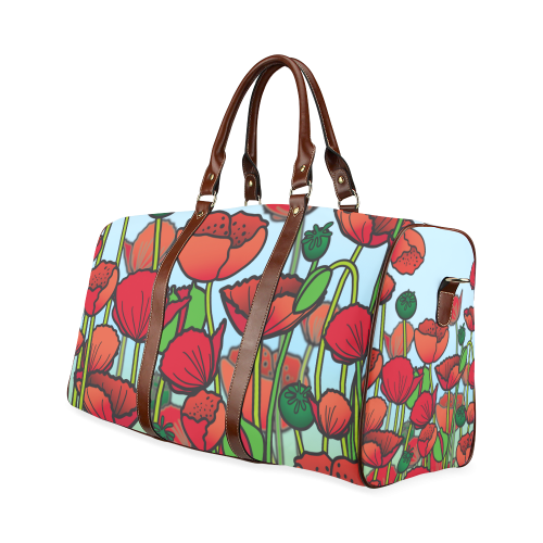 field of poppy flowers red floral Waterproof Travel Bag/Large (Model 1639)