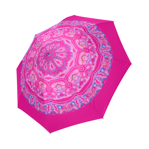 Pink Blue Ribbons, Flowers Valentangle Mandala Magenta Foldable Umbrella (Model U01)