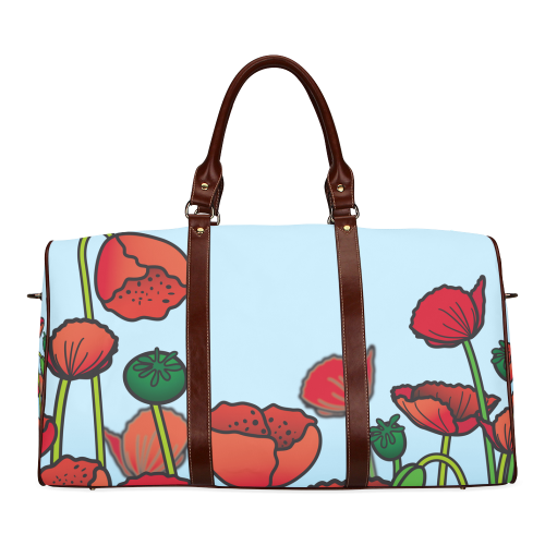 field of poppy flowers red floral Waterproof Travel Bag/Large (Model 1639)
