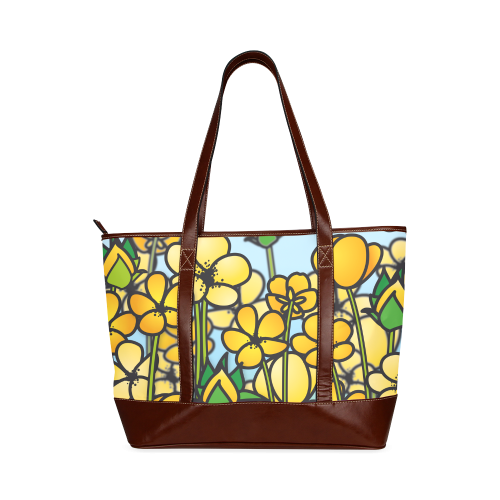 buttercup flower field yellow floral arrangement Tote Handbag (Model 1642)