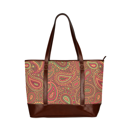 red paisley mosaic pattern Tote Handbag (Model 1642)