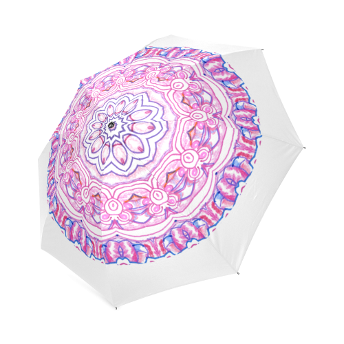 Pink Blue Ribbons, Flowers Valentangle Mandala Foldable Umbrella (Model U01)