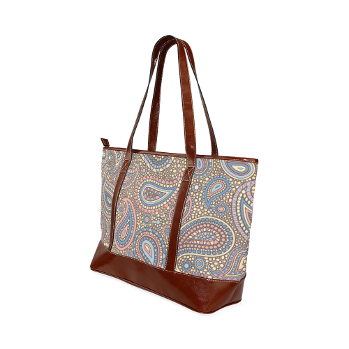 yellow blue pink paisley mosaic pattern Tote Handbag (Model 1642)