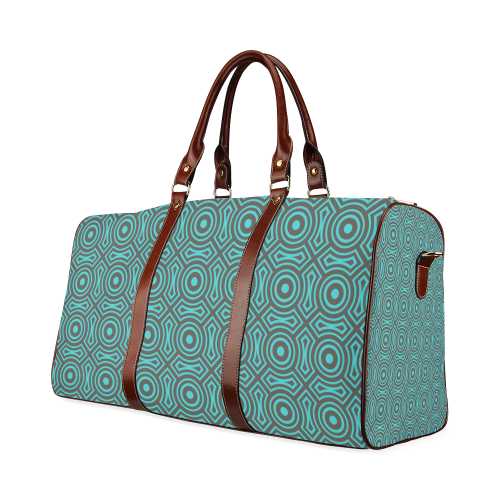 blue geometric pattern Waterproof Travel Bag/Large (Model 1639)