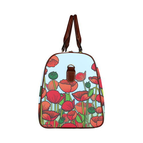 field of poppy flowers red floral Waterproof Travel Bag/Large (Model 1639)