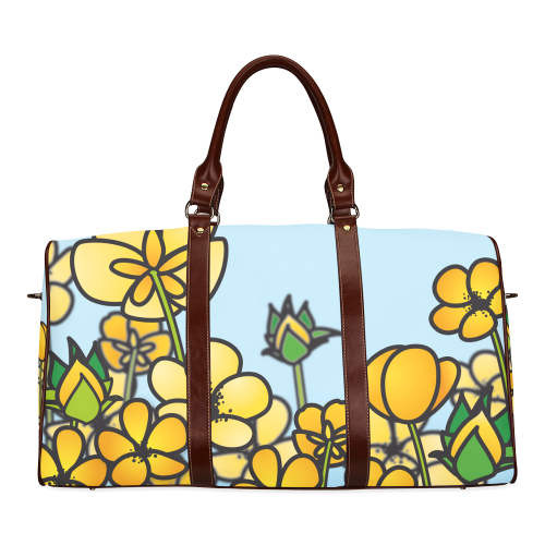 buttercup flower field yellow floral arrangement Waterproof Travel Bag/Large (Model 1639)