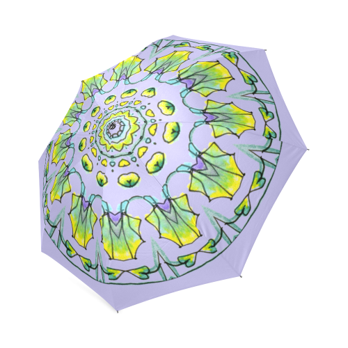 Yellow, Green, Purple Flowers, Leaves Mandala Lavender Foldable Umbrella (Model U01)