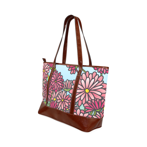 chrysantenum flower field pink floral Tote Handbag (Model 1642)