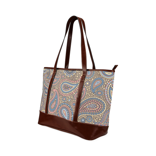 yellow blue pink paisley mosaic pattern Tote Handbag (Model 1642)