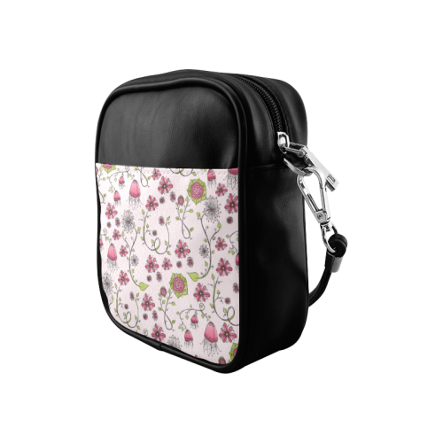 pink fantasy doodle flower pattern Sling Bag (Model 1627)