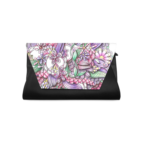 Pink Purple flower drawing Clutch Bag (Model 1630)