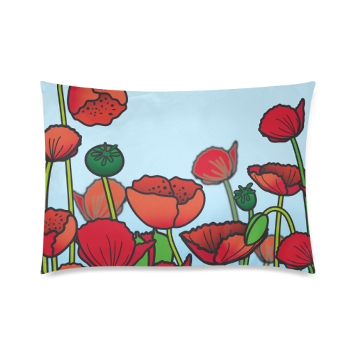 field of poppy flowers red floral Custom Zippered Pillow Case 20"x30"(Twin Sides)