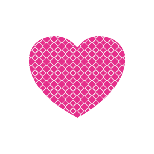 hot pink white quatrefoil classic pattern Heart-shaped Mousepad
