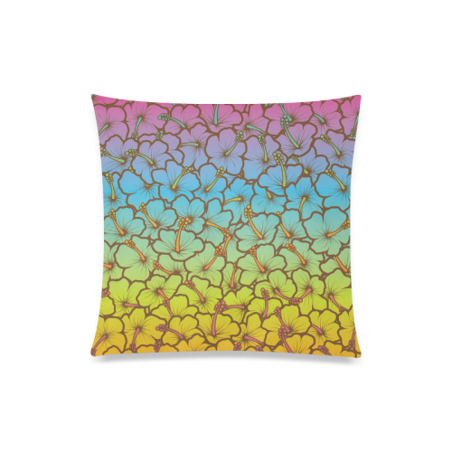 rainbow hibiscus flowers Custom Zippered Pillow Case 20"x20"(Twin Sides)