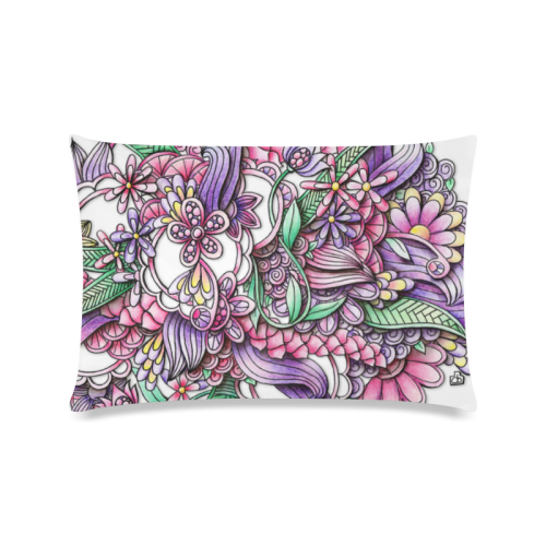Pink Purple flower drawing Custom Zippered Pillow Case 16"x24"(Twin Sides)