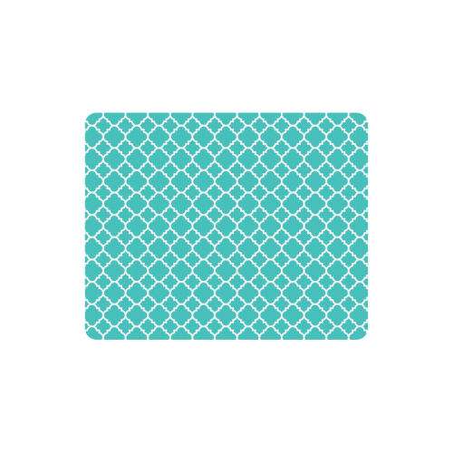 turquoise white quatrefoil classic pattern Rectangle Mousepad