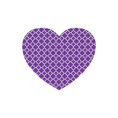 royal purple white quatrefoil classic pattern Heart-shaped Mousepad