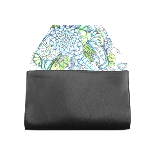 Blue Green flower drawing peaceful garden 2 Clutch Bag (Model 1630)