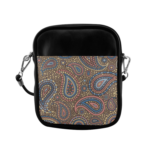 yellow blue pink paisley mosaic pattern Sling Bag (Model 1627)