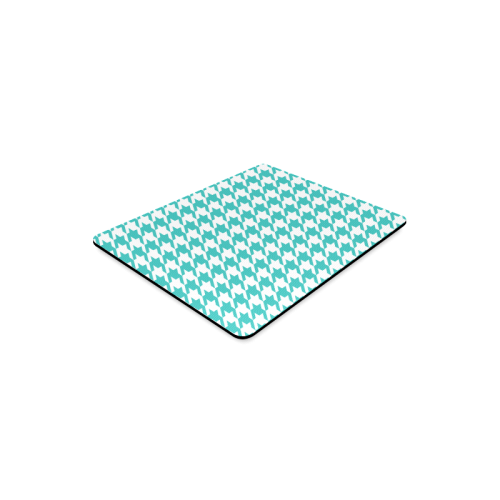 turquoise and white houndstooth classic pattern Rectangle Mousepad