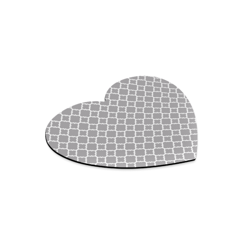 grey white quatrefoil classic pattern Heart-shaped Mousepad