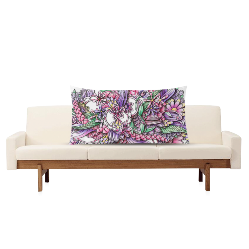 Pink Purple flower drawing Rectangle Pillow Case 20"x36"(Twin Sides)