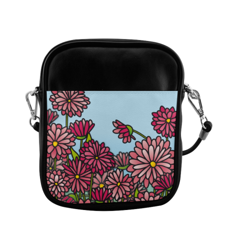 chrysantenum flower field pink floral Sling Bag (Model 1627)