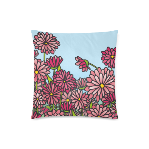 chrysantenum flower field pink floral Custom Zippered Pillow Case 18"x18"(Twin Sides)