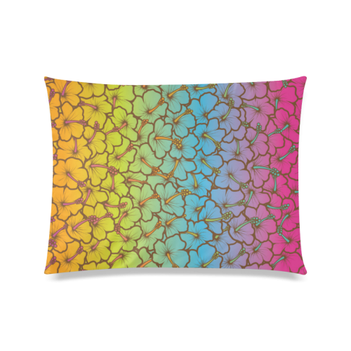 rainbow hibiscus flowers Custom Zippered Pillow Case 20"x26"(Twin Sides)