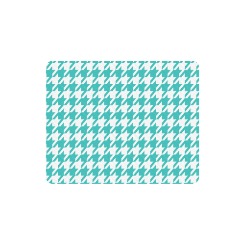 turquoise and white houndstooth classic pattern Rectangle Mousepad