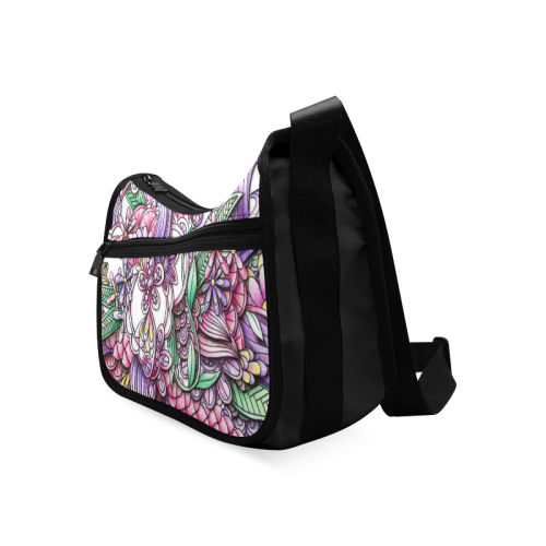 Pink Purple flower drawing Crossbody Bags (Model 1616)