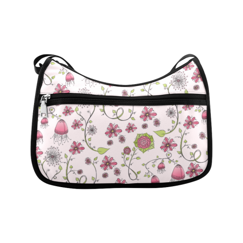 pink fantasy doodle flower pattern Crossbody Bags (Model 1616)