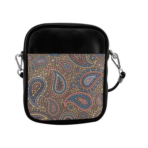 yellow blue pink paisley mosaic pattern Sling Bag (Model 1627)