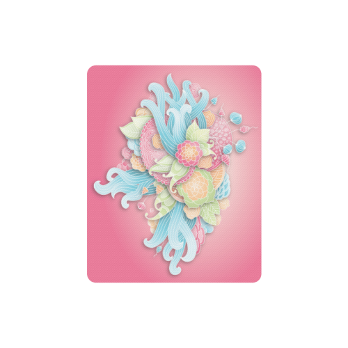 bright blue green pink yellow flowers Rectangle Mousepad