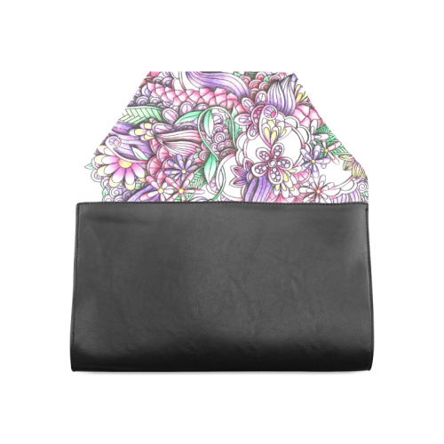 Pink Purple flower drawing Clutch Bag (Model 1630)