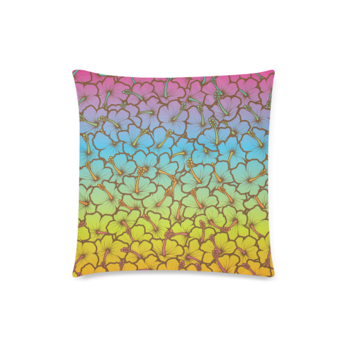 rainbow hibiscus flowers Custom Zippered Pillow Case 18"x18"(Twin Sides)